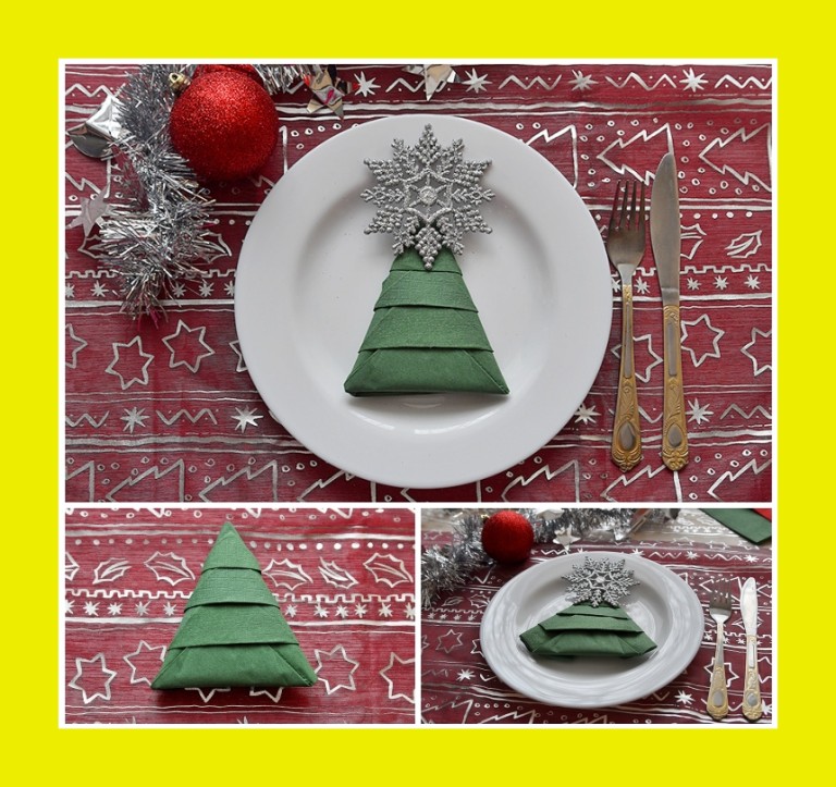 Servietten falten Tannenbaum mit Stern