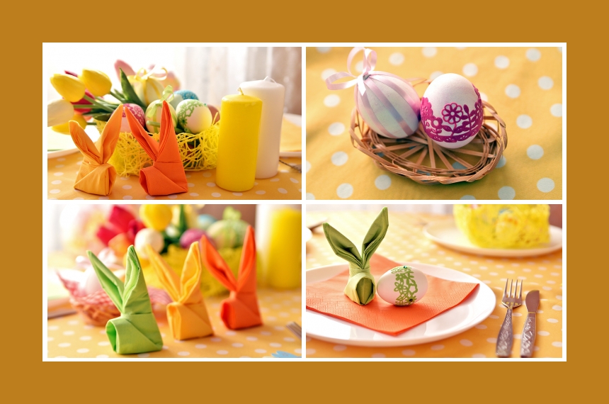 Deko Idee Ostern Osterhase Servietten falten Osterei
