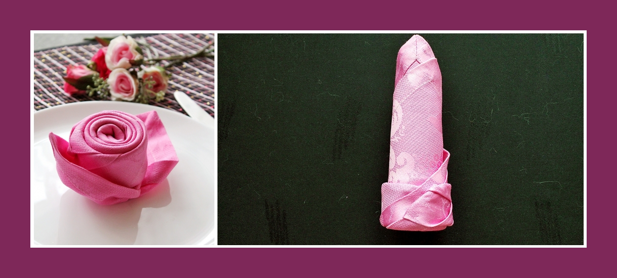 Stoffservietten falten Rose 4